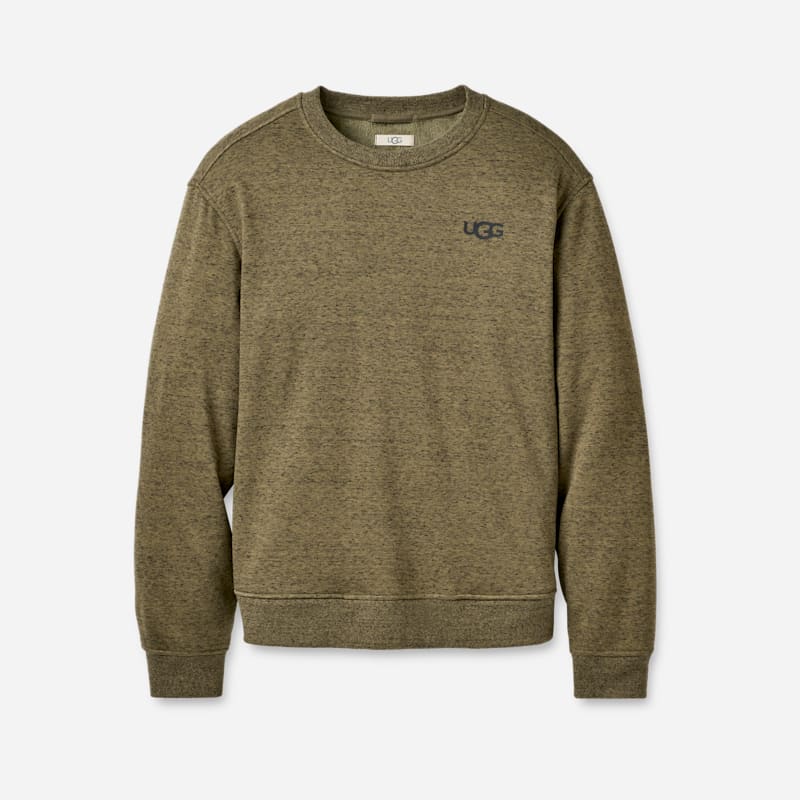 UGG® Men's Nyles Crewneck Polyester Tops in Burnt Olive Heather, Size 2XL