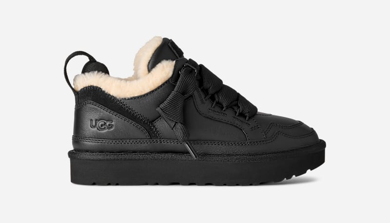 UGG Lowmel LTHR Trainer for Women in Black, Size 5, Leather/Polyester/Wool