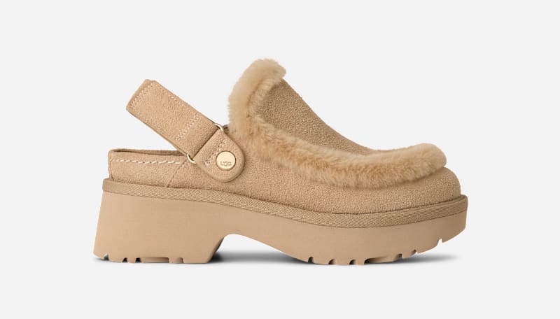 UGG Esmee Clog for Women in Brown, Size 8, Suede/Polyester/Leather