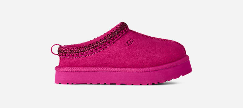 UGG Tazz for Kids in Dark Peony, Size 2, Suede/Polyester/Wool