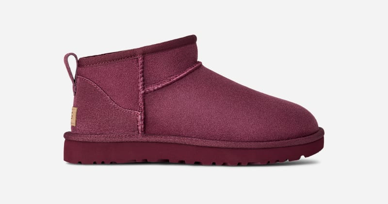 UGG Classic Ultra Mini Boot for Women in Burnt Magenta​, Size 7, Twinface/Polyester/Leather