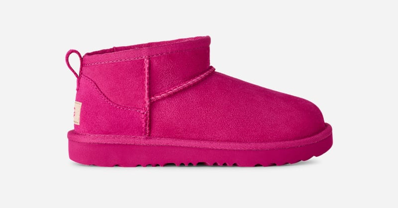 UGG Classic Ultra Mini Boot for Kids in Dark Peony, Size 12K, Twinface/Polyester/Wool