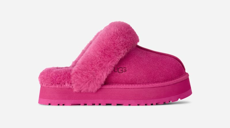 UGG Disquette Slipper for Women in Dark Peony, Size 6, Suede/Polyester