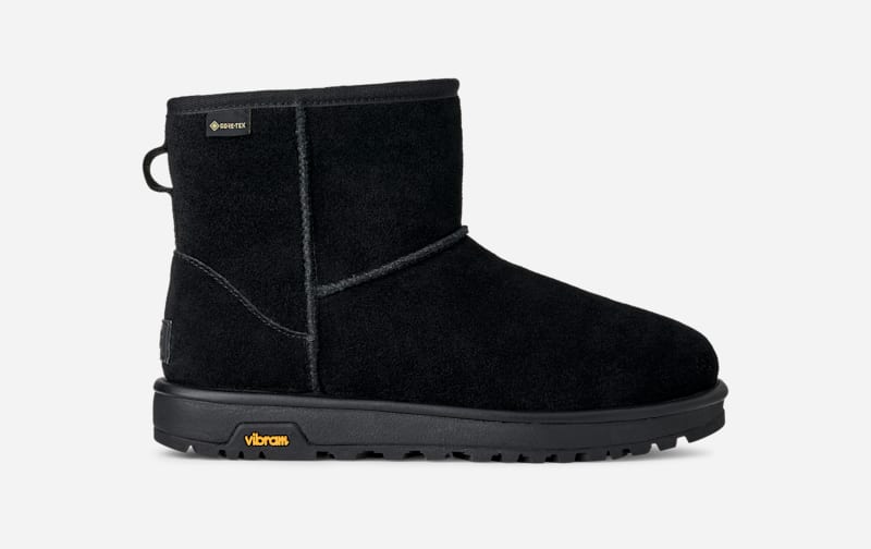 UGG Classic Mini GTX Boot for Women in Black, Size 5, Suede/Polyester/Wool
