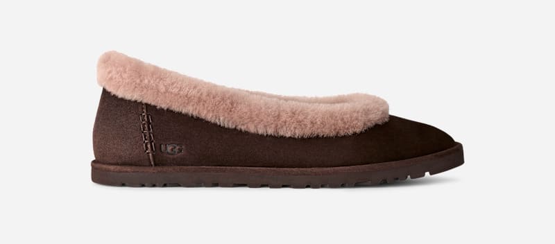UGG Zora Ballet Flat for Women in Dusted Cocoa, Size 3, Suede