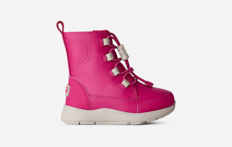 UGG Dinaly Boot for Kids in Dark Peony, Size 7, Leather/Wool