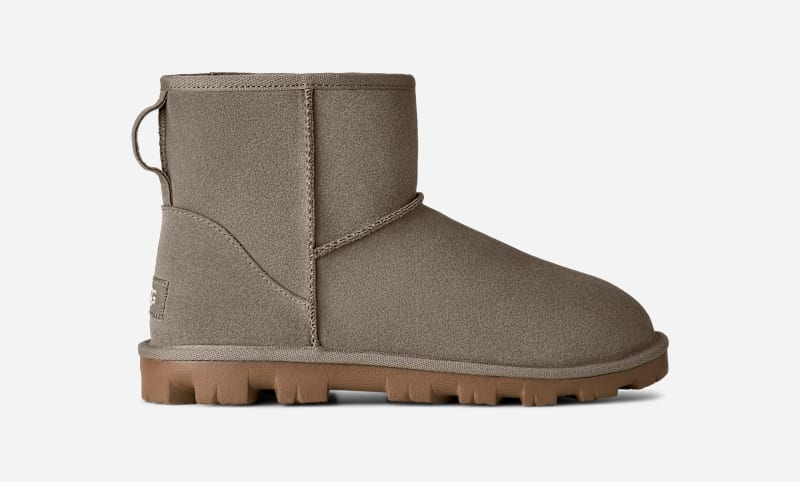 UGG Essential Mini Boot for Women in Cobble Grey, Size 5, Suede/Polyester/Wool