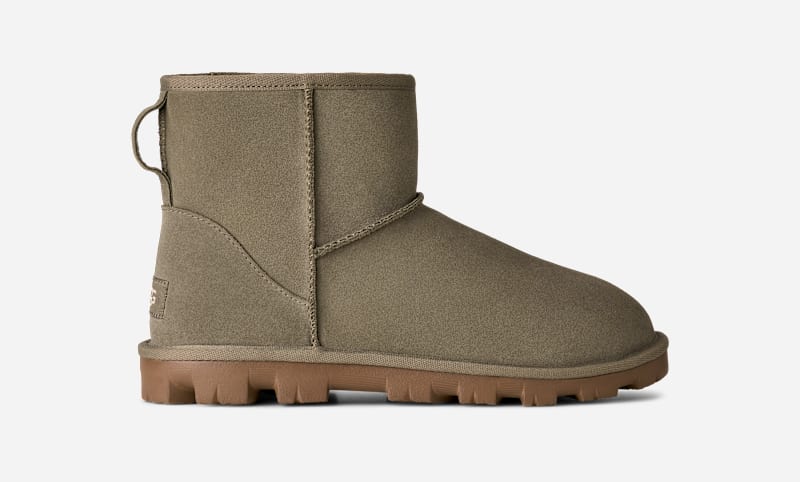 UGG Essential Mini Boot for Women in Green, Size 6, Suede/Polyester/Wool