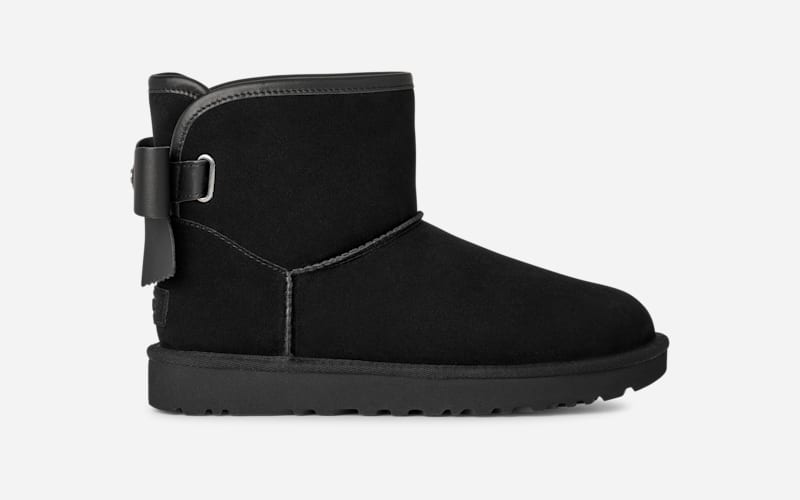 UGG Women's Classic Ultra Mini Bailey Leather Bow Boot in , Size 40