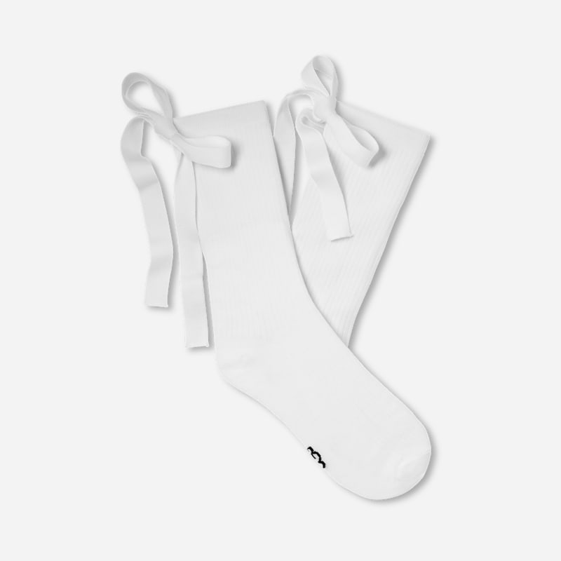 UGG Serenella Novelty Bow Sock for Women in White, Size OS, Cotton Blend/Polyester