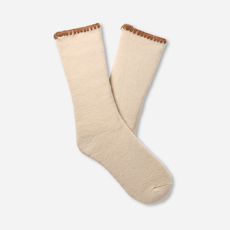 UGG Marleny Whipstitch Crew Sock for Women in Brown, Size OS, Acrylic/Polyester/Wool