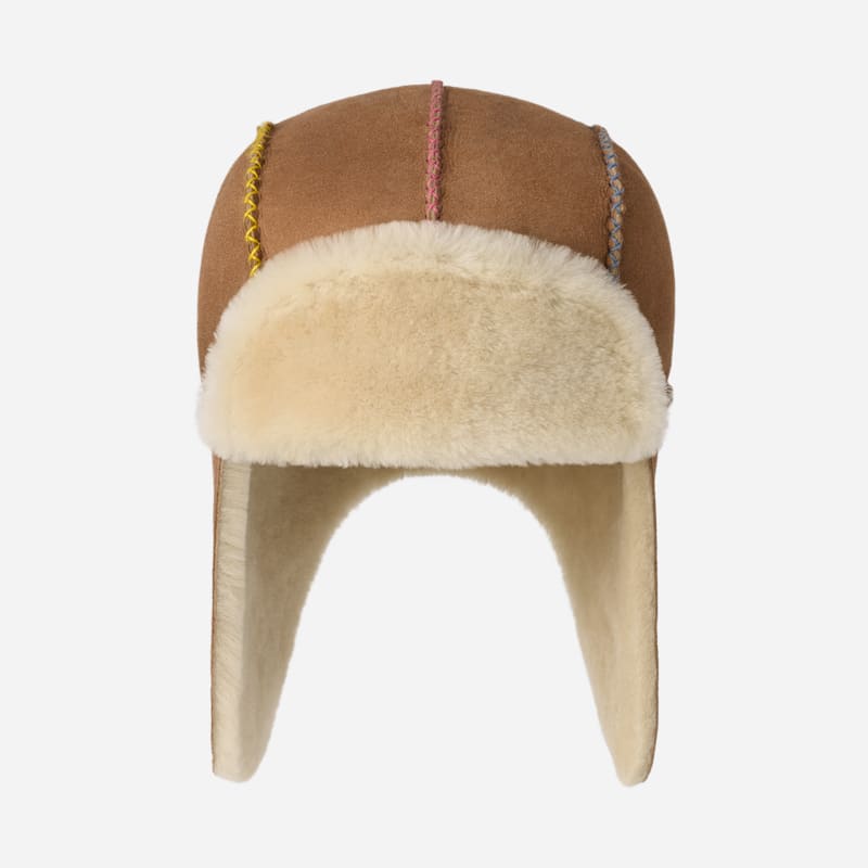 UGG Sheepskin-muts met oorflappen in Brown, Maat 2/4 YRS, Shearling