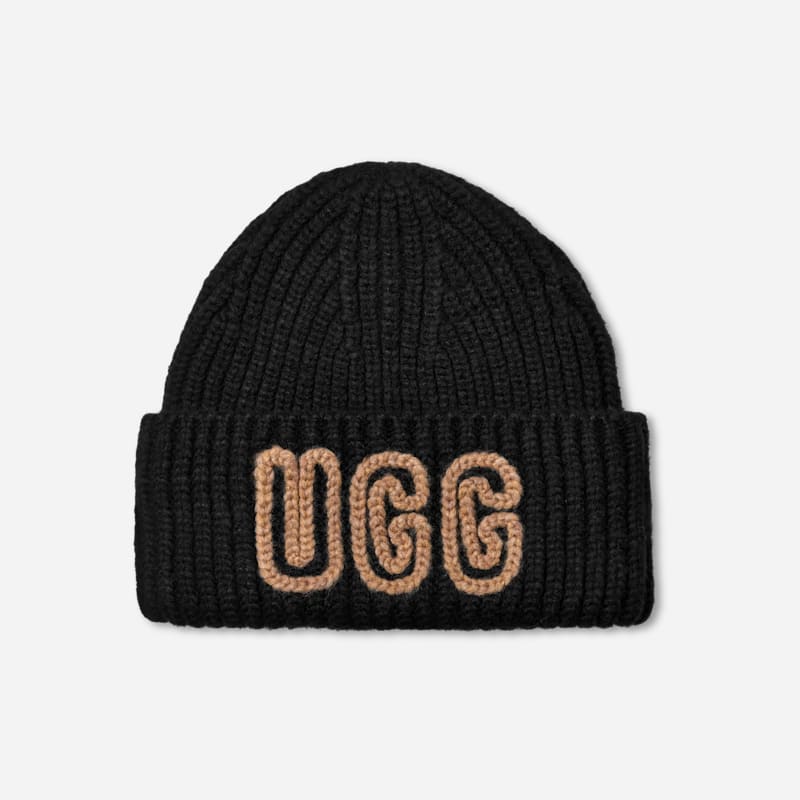 UGG Chunky Crafted Rib Beanie for Women in Black, Size OS, Acrylic Blend/Wool