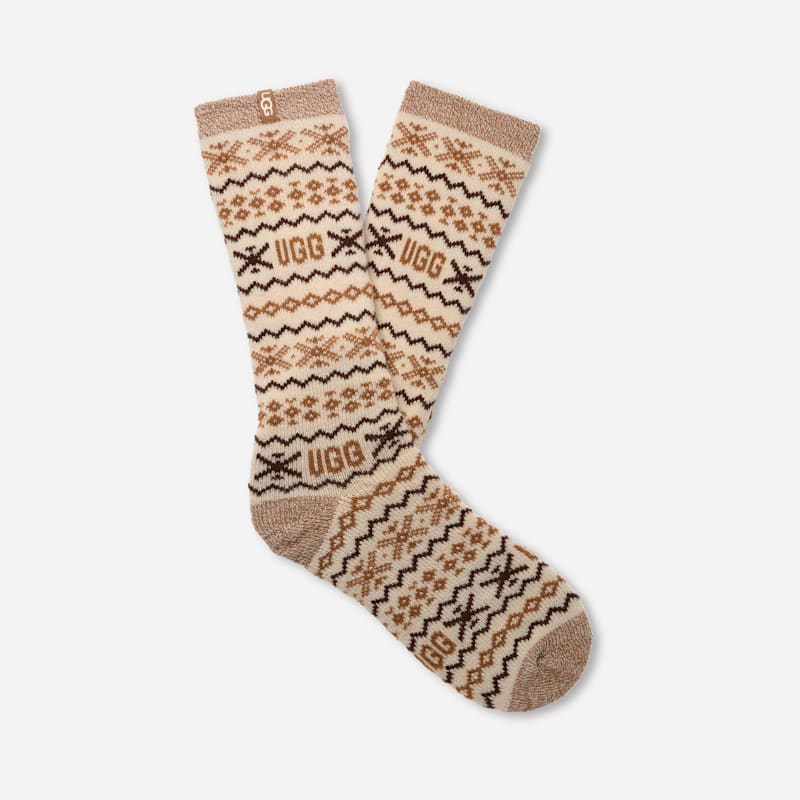 UGG Keavy Cozy Crew Sock for Men in Brown, Size OS, Acrylic Blend/Polyester