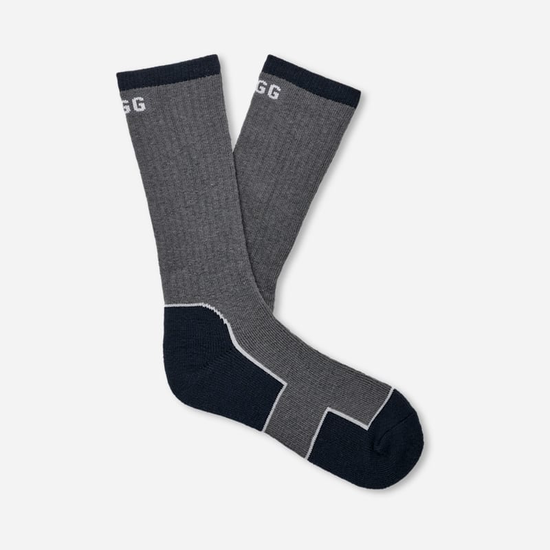 UGG Lockhart Winter Boot Sock for Men in Charcoal/Tar, Size OS, Wool Blend/Polyester