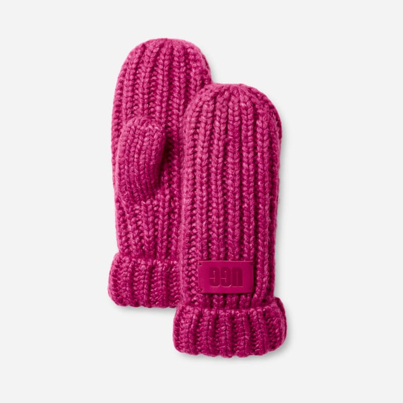 UGG Chunky Mitten for Kids in Chroma Pink, Size OS, Knit/Polyester/Leather