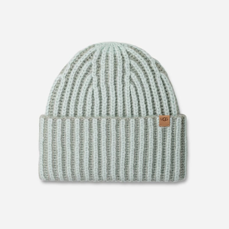 UGG Chunky Plaited Beanie for Women in Grey Mist Multi, Size OS, Acrylic Blend/Leather/Wool
