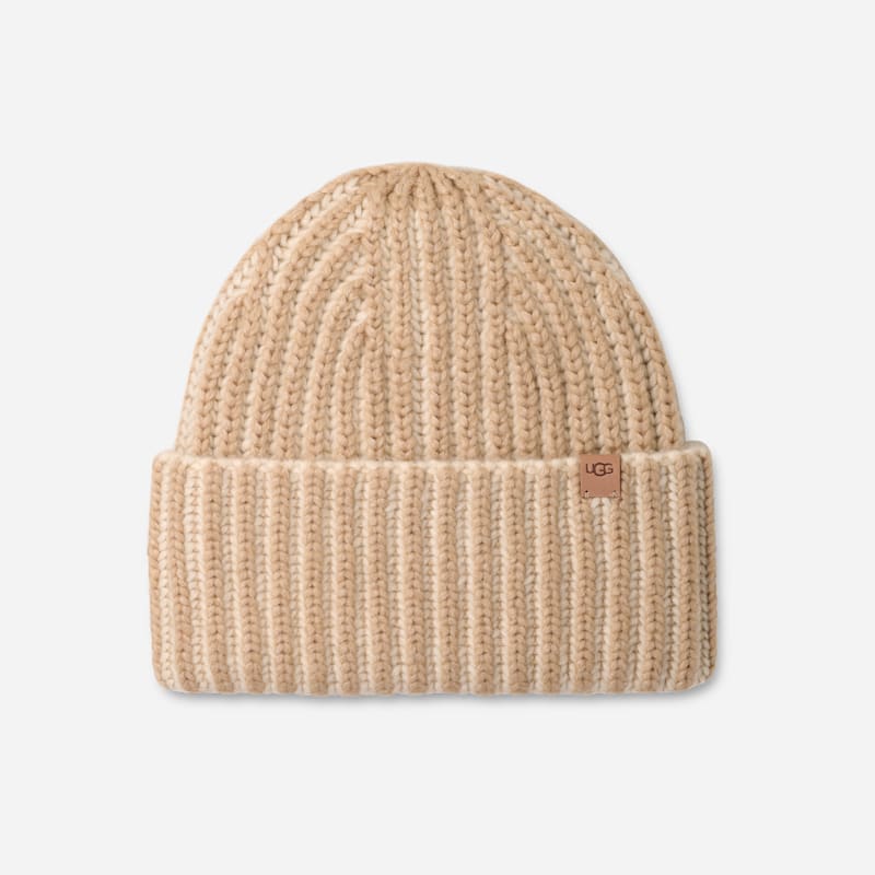 UGG Chunky Plaited Beanie for Women in Cream Multi, Size OS, Acrylic Blend/Leather/Wool