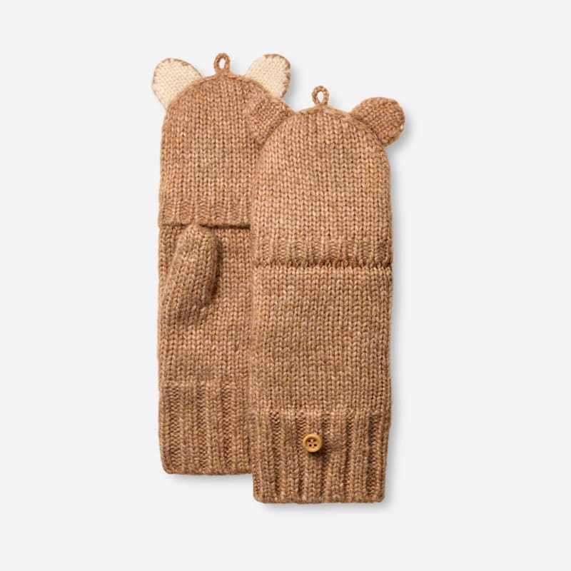 UGG Chunky Cat Mitten for Kids in Brown, Size OS, Nylon/Polyester/Leather