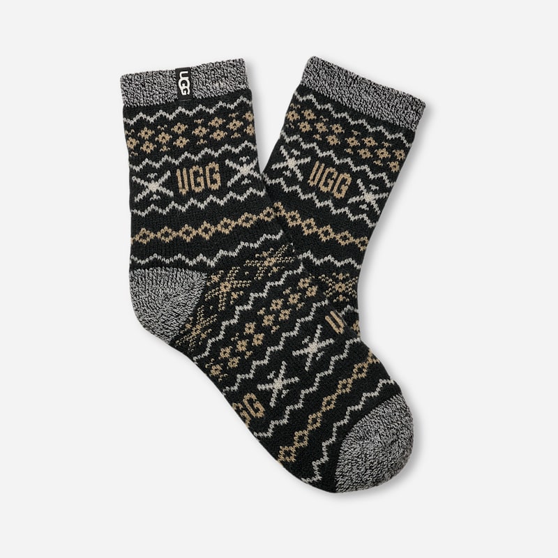 UGG Cressida Cozy Quarter Sock for Women in Black Multi UGG isle, Size OS, Acrylic Blend/Polyester/Cotton in Black Multi Uggisle