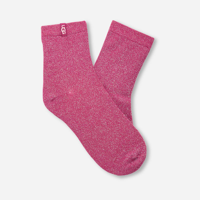 UGG Lavinia Shimmer Quarter Sock for Women in Chroma Pink, Size OS, Cotton Blend/Polyester