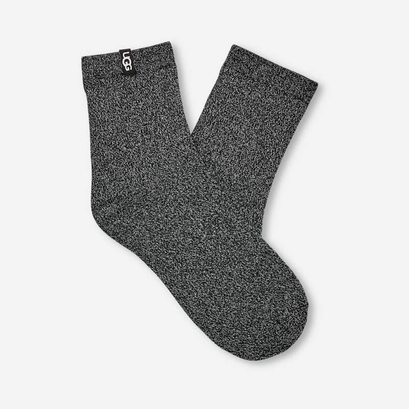 UGG Lavinia Shimmer Quarter Sock for Women in Black, Size OS, Cotton Blend/Polyester