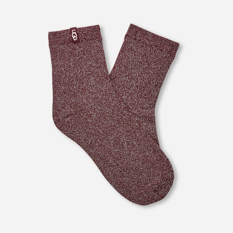 UGG Lavinia Shimmer Quarter Sock for Women in Red, Size OS, Cotton Blend/Polyester