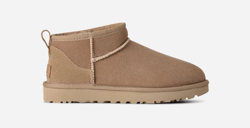 UGG Classic Ultra Mini Boot for Women in Tan, Size 7, Twinface/Polyester/Leather