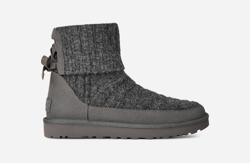 UGG Women's Classic Mini Cabelle Knit Boot in , Size 38 | Suede/Knit