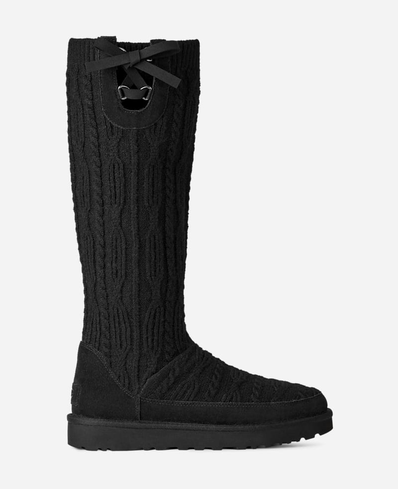 UGG Women's Classic Tall Cabelle Knit Boot in , Size 38 | Suede/Knit