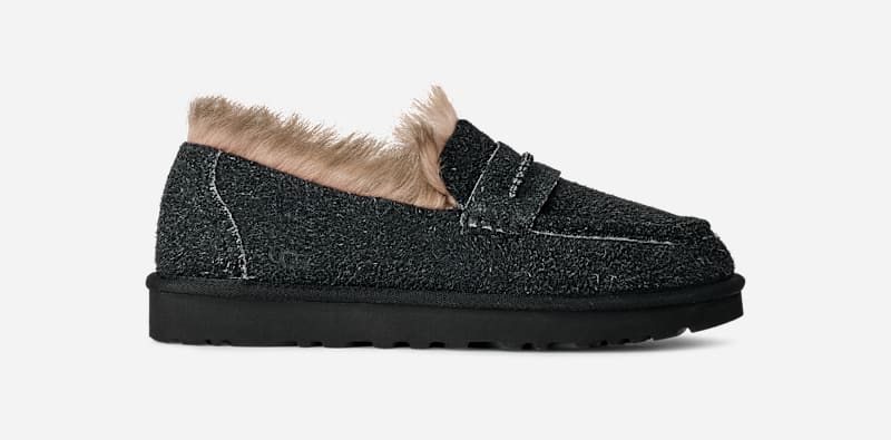 UGG Ellis Loafer for Women in Black, Size 4, Suede/Polyester/Wool