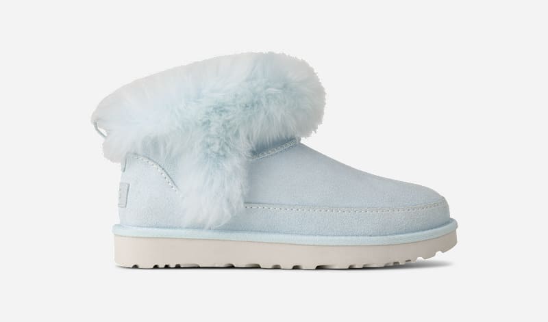 UGG Classic Ultra Mini Chalet Boot for Women in Reef Blue, Size 6, Suede/Polyester/Wool