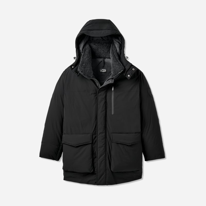 UGG Eamon Down Parka for Men in Black, Size Medium, Polyester
