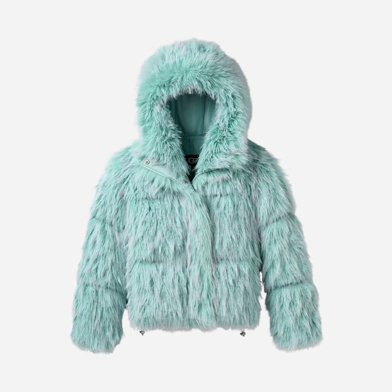 UGG Ronney High Pile Tipped Jacket for Women in Green, Size Large, Polyester