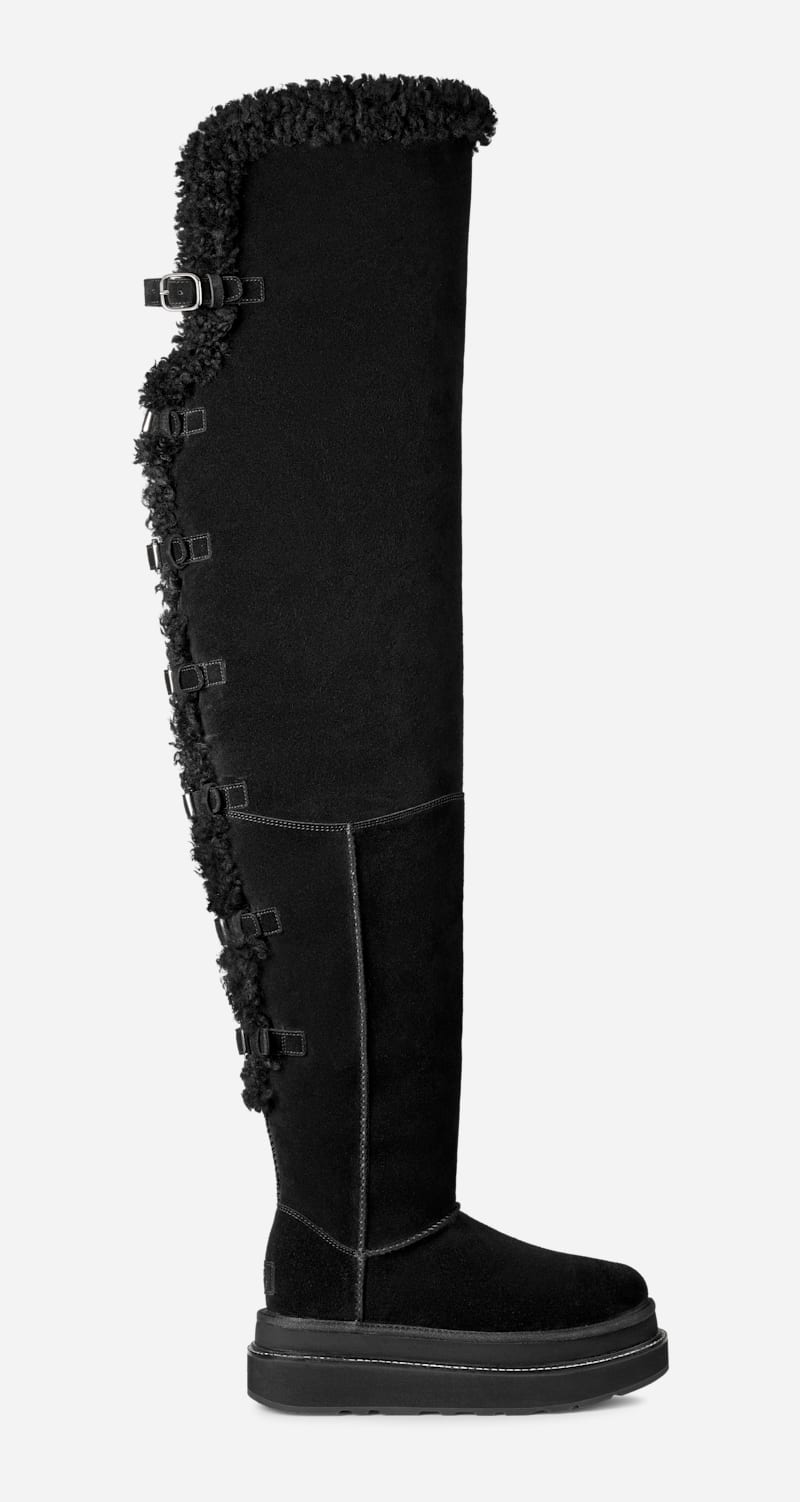 UGG sacai Thigh High Boot for Women in Black, Size 5, Suede