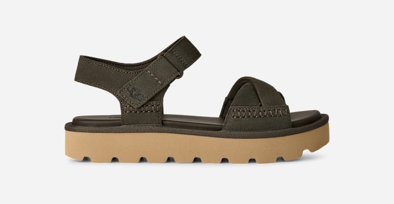 UGG Sungaze Sandal for Women in Dense Smoke, Size 8, Suede/Polyester