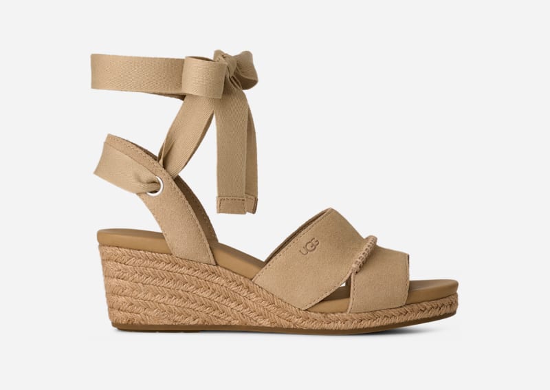 UGG® Taia Ankle Wrap Sandal for Women in Tan, Suede/Cotton/Leather