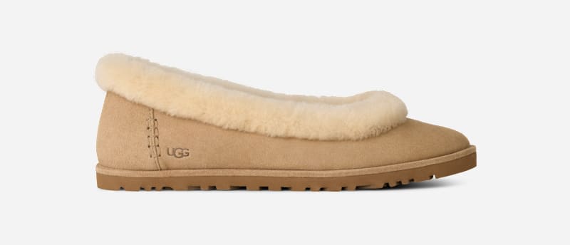 UGG Women's Zora Ballet Flat in Tan, Size 40.5 | Suede