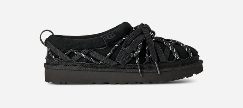 UGG Tasman Lace for Women in Black, Size 6, Suede/Polyester/Wool