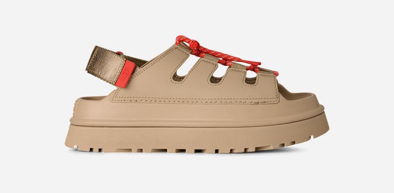 UGG® GoldenGlow Toggle Sandal in Brown, Size 6, Polyester/Leather