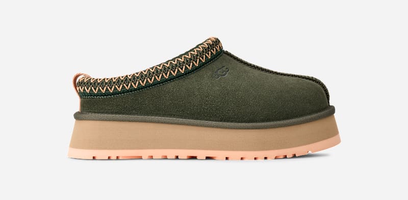 UGG Tazz II for Women in Woodland Green/Truffle Pink, Size 6, Suede/Polyester