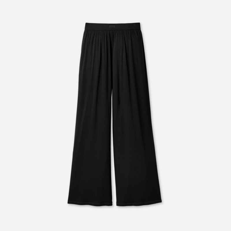 UGG® Women's Imogen Wide Leg Pant Rib LENZINGu2122 ECOVEROu2122 Viscose Blend Bottoms in Black, Size XS