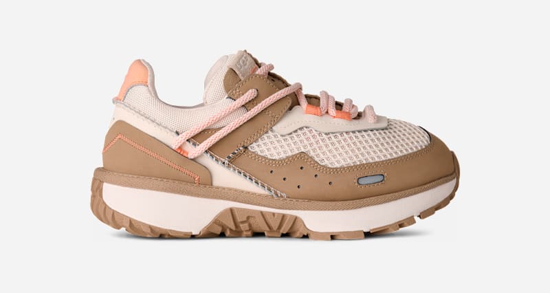 UGG RetroFi Low Spring Trainer for Women in Sand/Grapefruit, Size 5, Nubuck/Polyester