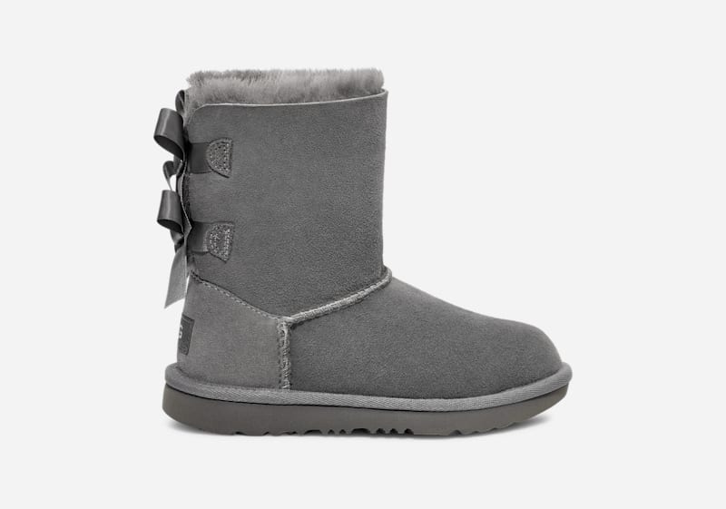 UGG® Kids' Bailey Bow II Boot Sheepskin Classic Boots in Grey/, Size 5K