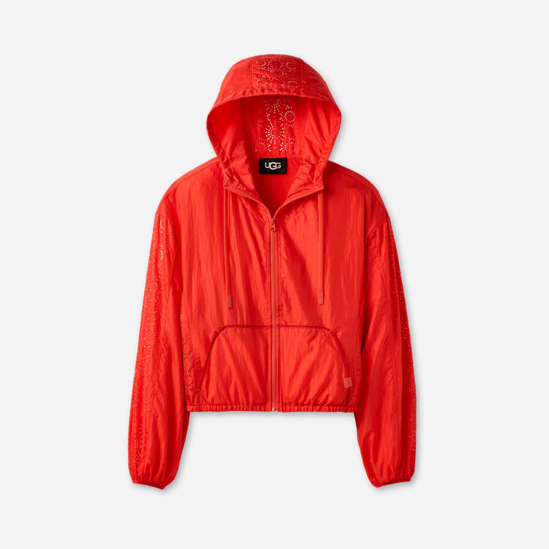 UGG Chiara Full-Zip Hooded Jacket for Women in Lobster, Size Large