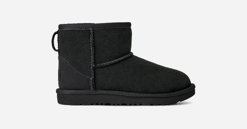 UGG® Kids' Classic II Mini Boot Sheepskin Classic Boots in Black/, Size 2K