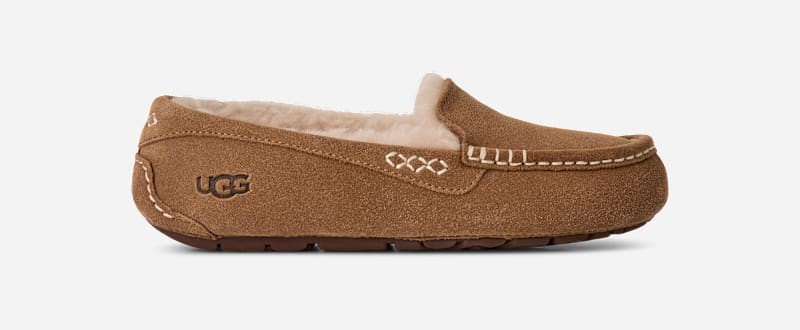 UGG® Women's Ansley Sheepskin Suede Slipper in Brown/, Size 8 — image 1