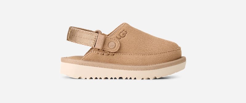 UGG Goldenstar Clog for Kids in Tan, Size 11, Suede/Polyester