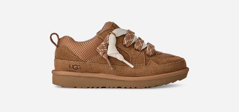 UGG Lo Lowmel Sneaker for Kids in Brown, Size 12K, Suede/Textile/Polyester