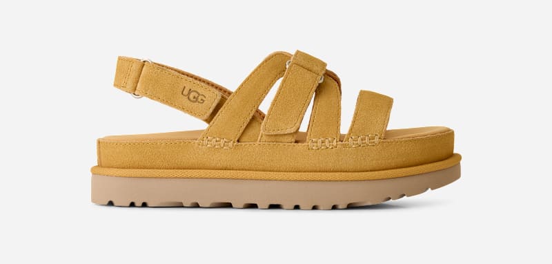 UGG® Goldenstar Gleam Sandal in Wheat Field, Size 6, Suede/Polyester